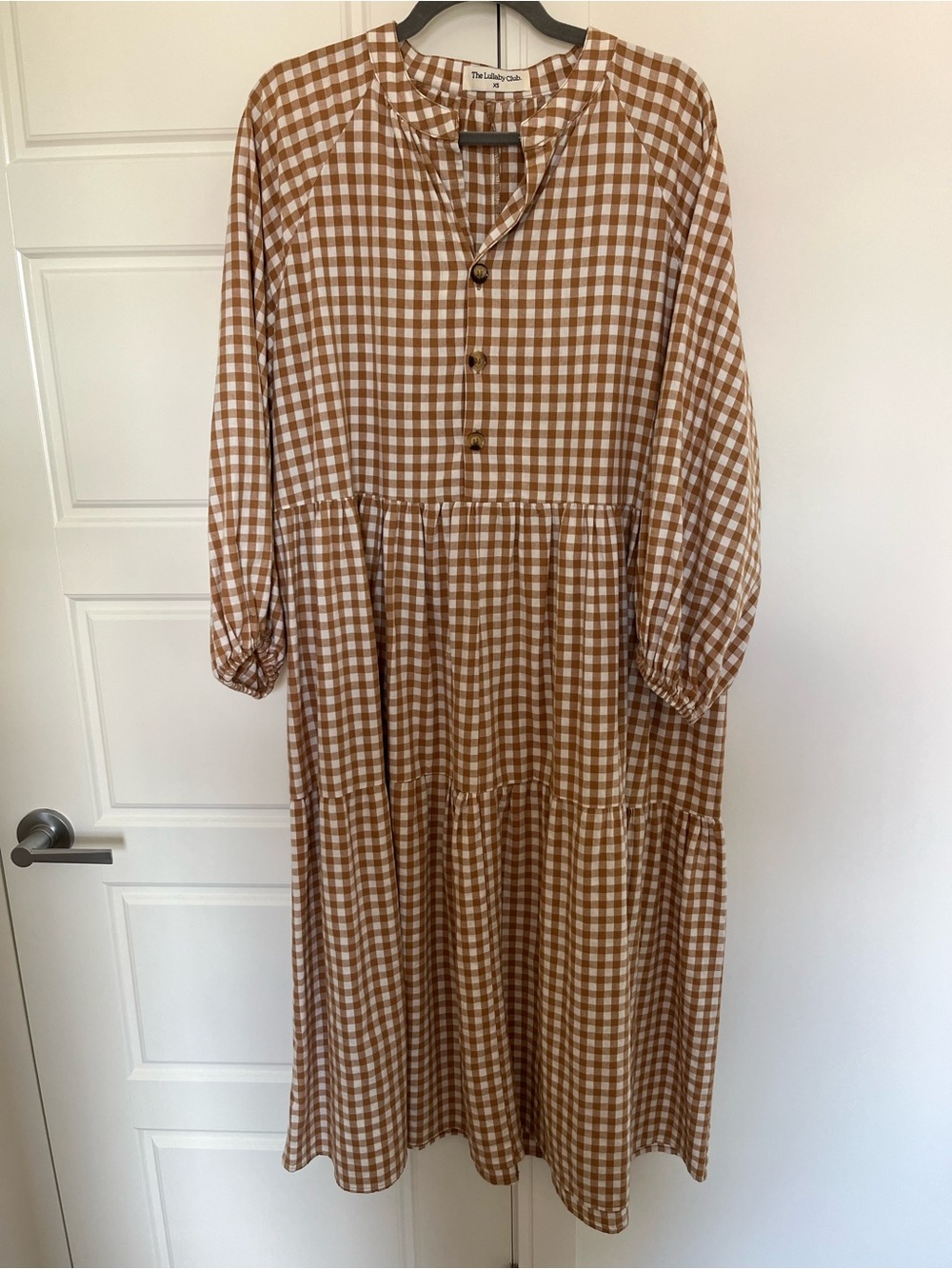 The Lullaby Club Maxi Avalon smock dress caramel gingham